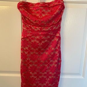 Hot pink lace mini dress